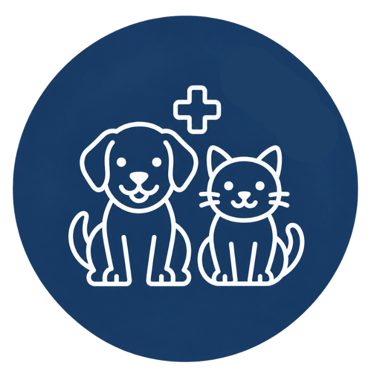 Pictogramme chien et chat avec une croix médicale, représentant l’assurance santé animale