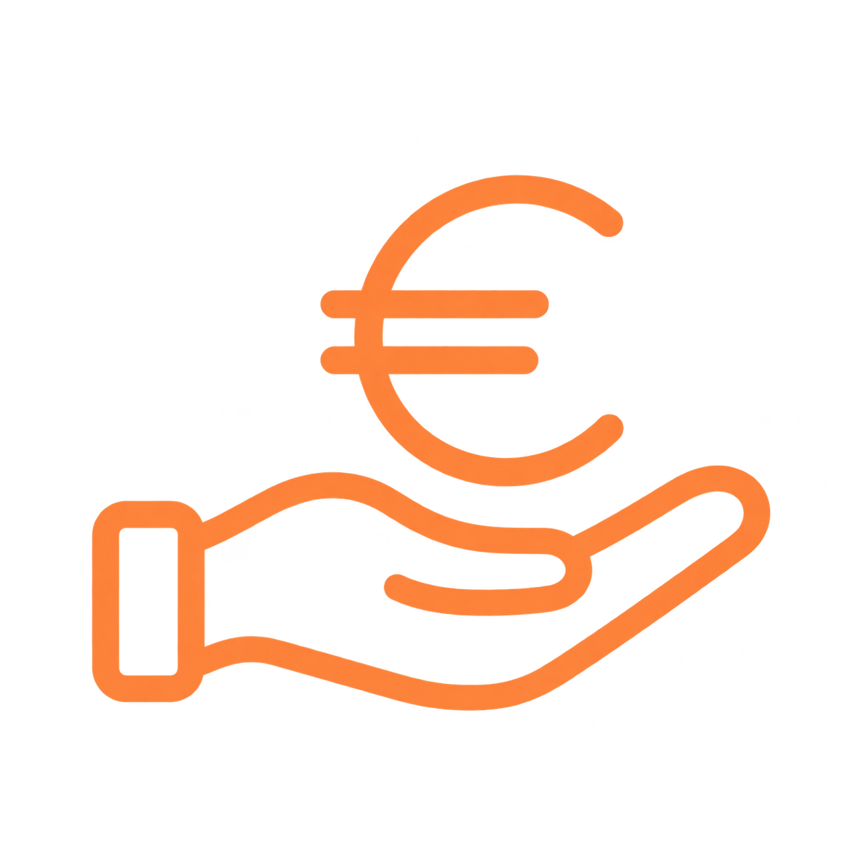 Main soutenant un symbole euro, représentant le remboursement des frais vétérinaires par l’assurance chien et chat